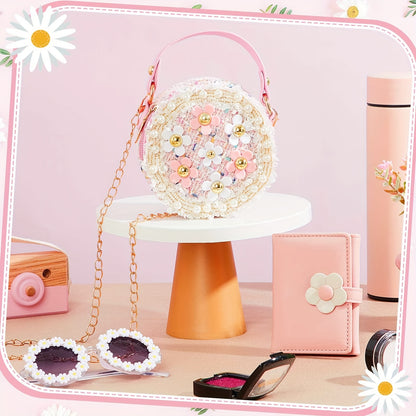 [Fast Arrival] 3-Piece Outus Flower Clutch Wallet Set: Includes Glasses Case, Wallet, and Mini Shoulder Bag with Floral Design