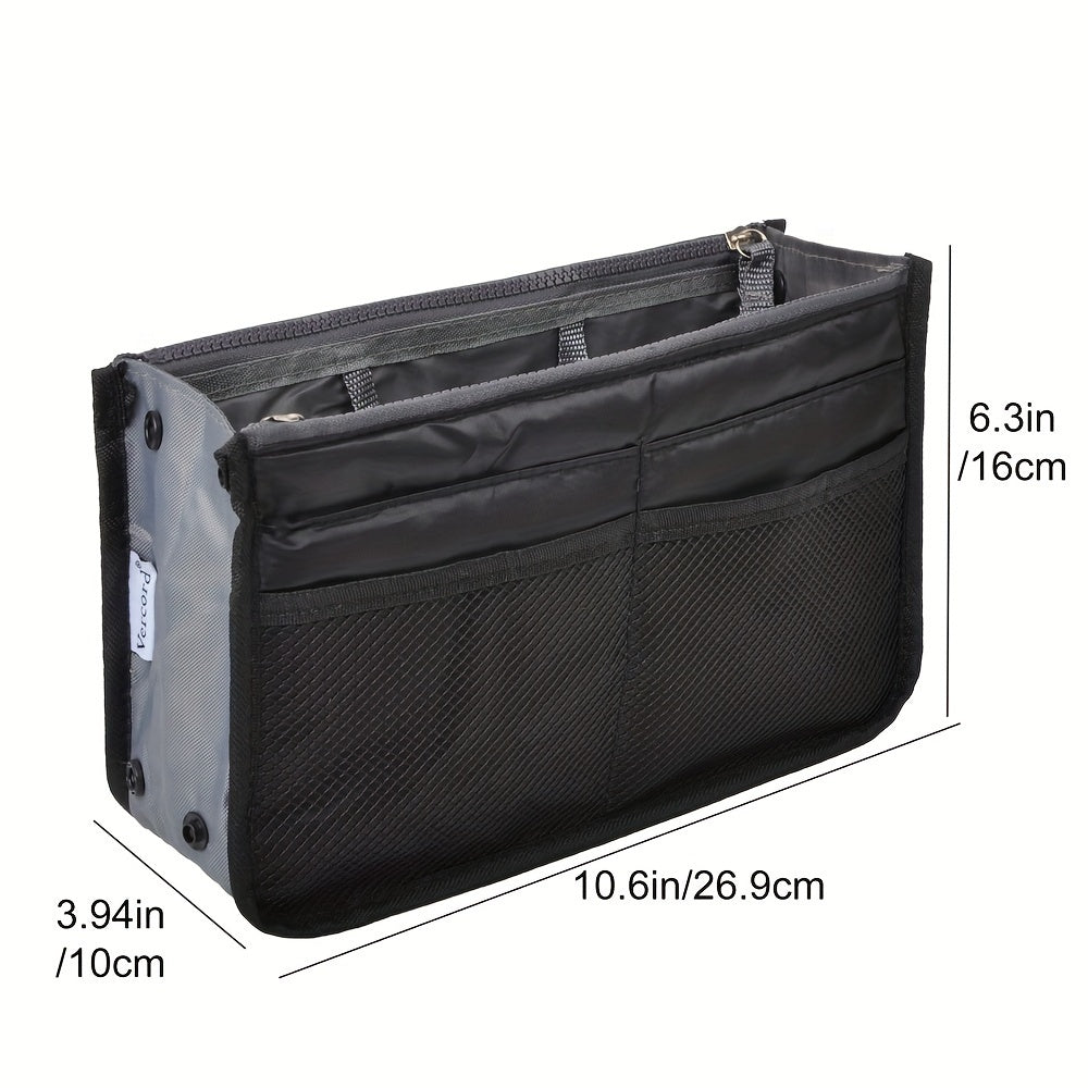 13-Pocket Purse Organizer Insert for Handbags, Nylon Bag Organizers Inside Tote Pocketbook with Spacious Compartments