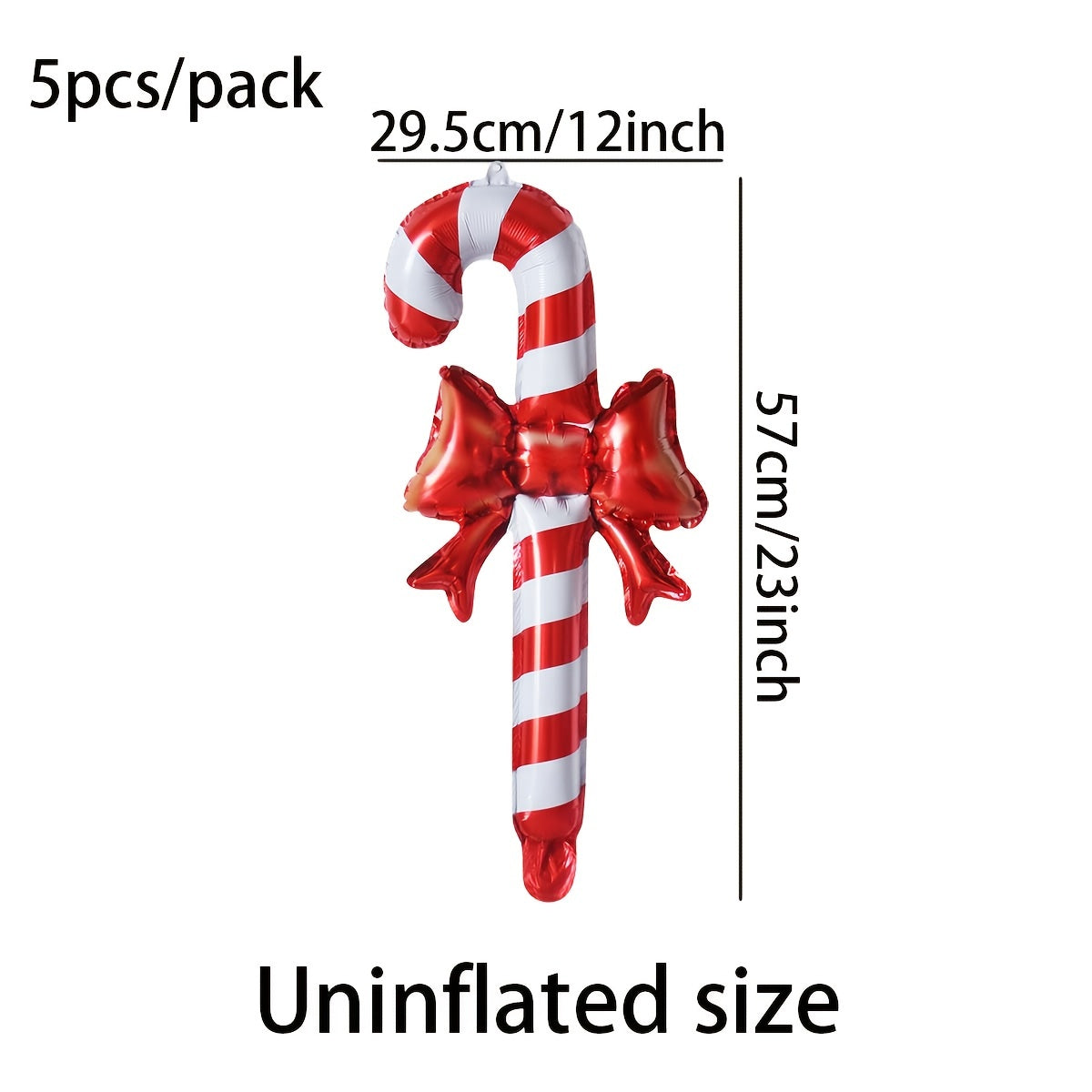 5pcs Vibrant Christmas Candy Cane Foil Balloons - Party Decorations & Photo Props - Festive Room Decor, Creative Gift Ideas, and Scene Decorations for Holiday Celebrations