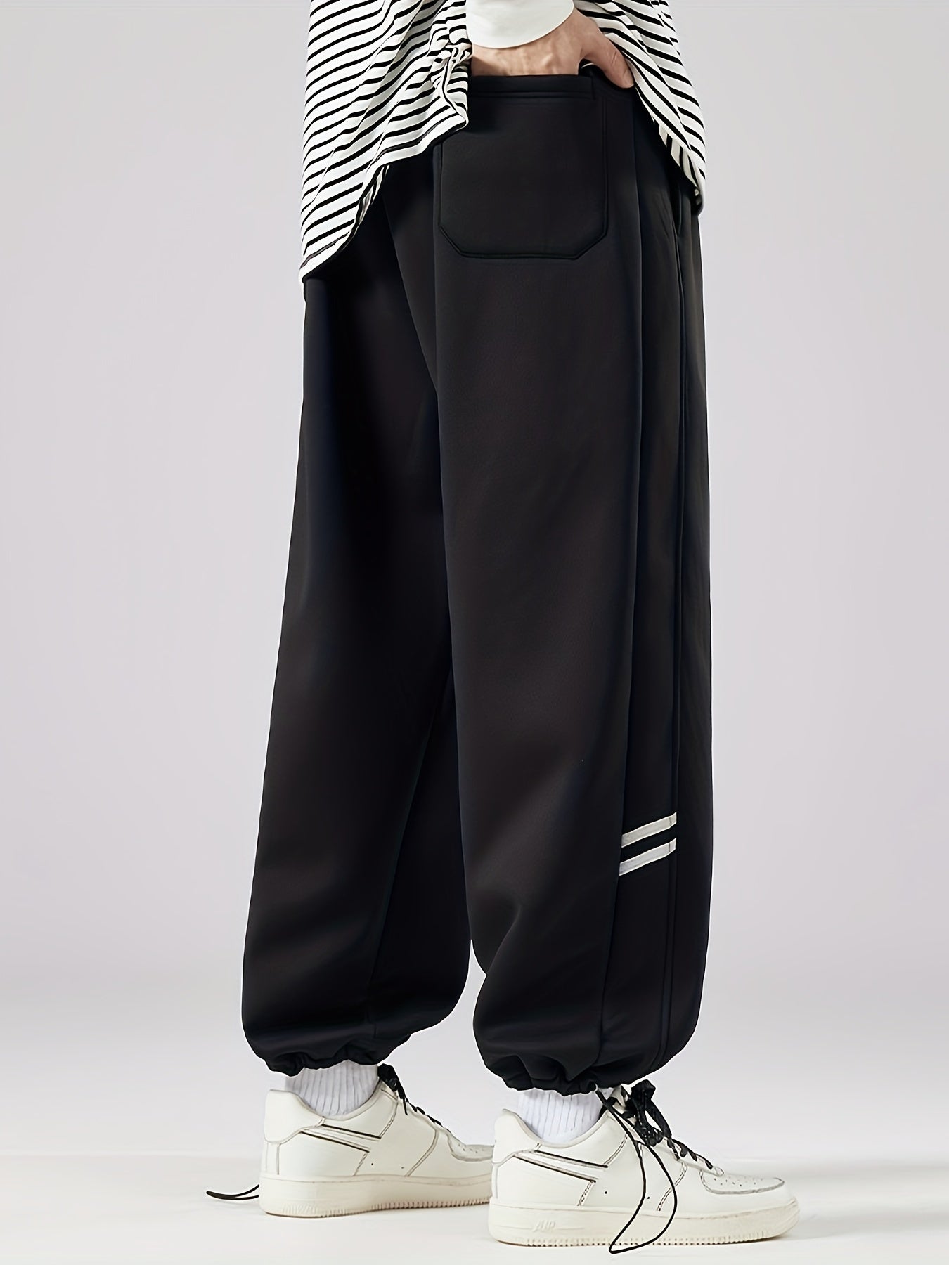 Plus Size Men's NYG Graphic Print Drawstring Pants - Comfortable Loose Fit, Versatile Outdoor Sports Pants for Spring and Fall Seasons, Perfect for Casual Wear