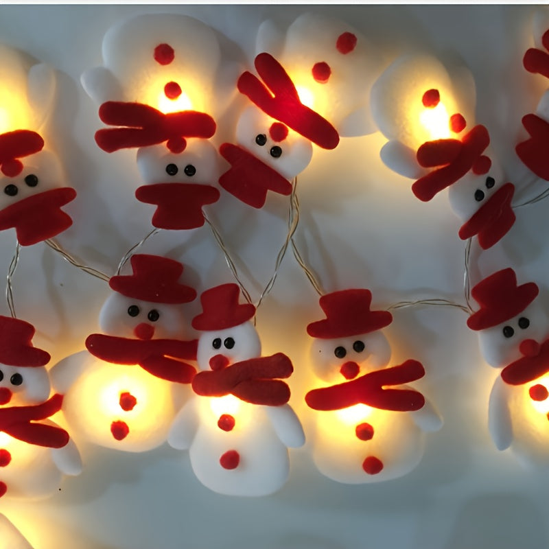1 Set of Festive LED Snowman String Lights - 5.4ft/1.65m Long, 10 Bright Lights, Christmas Ornaments, Decorations for Christmas Tree, Party, Festive Ambiance