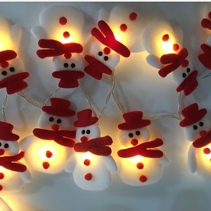 1 Set of Festive LED Snowman String Lights - 5.4ft/1.65m Long, 10 Bright Lights, Christmas Ornaments, Decorations for Christmas Tree, Party, Festive Ambiance