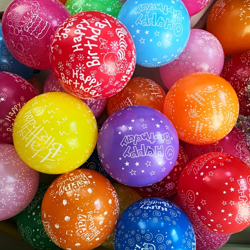 10pcs Latex Happy Birthday Balloons 12 Inch, "HAPPY BIRTHDAY" Colorful Latex Balloons, Party Beautiful Flowers Birthday Balloon Decoration Multicolor Easter gift