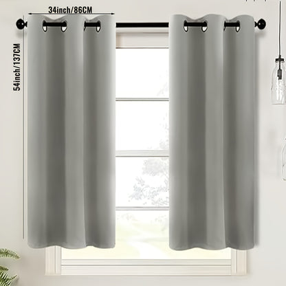 2-Piece Blackout Valance Panels - Room Darkening, Grommet Top, Half Window Treatment for Kitchen, Bathroom, Basement, Living Room, Office - Easy Home Decor Solution