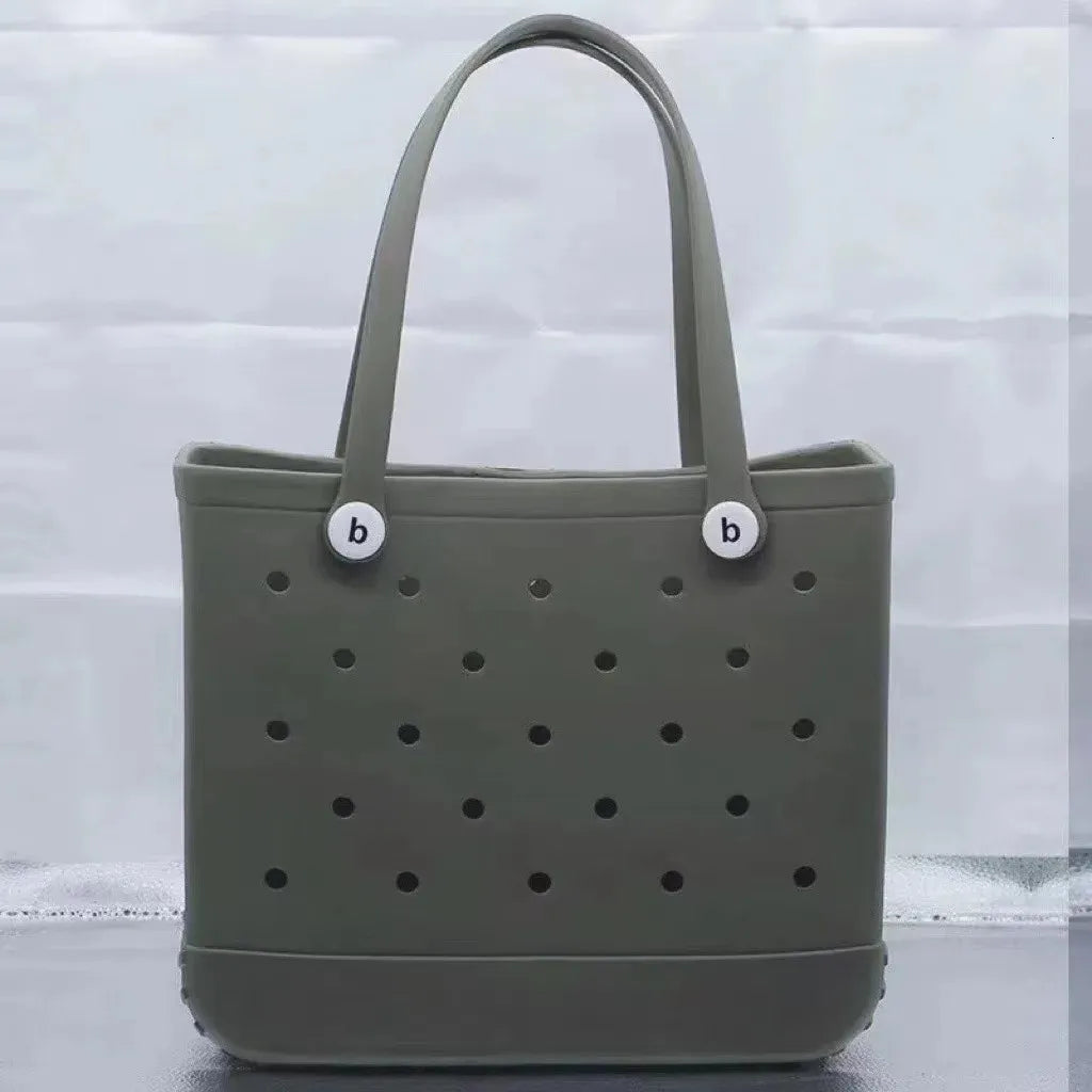 Large Boggs Beach Bag Baseball Summer Rugby EVA Beach Basket Womens Picnic Handbag Hole Waterproof Handbag Shoulder Bag 240529