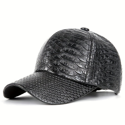 Stylish Crocodile Pattern PU Leather Baseball Cap - Lightweight, Non-Stretch, Hand Washable Street Hip Hop Sun Hat for Everyday Wear