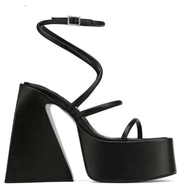 New Women's Sandals Thick High Heel Platform Silks Sexy Wedding Rose Gold Summer Fish Mouth Ladies Big Size 43 Shoes Kq8