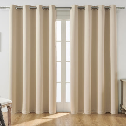 2PCS Holiday Daily Decoration Fabric Curtains, Grommet Top Solid Color Shading Curtain, Living Room Curtains, Bedroom Curtains, Office Home Decoration, Thermal Insulation Curtains