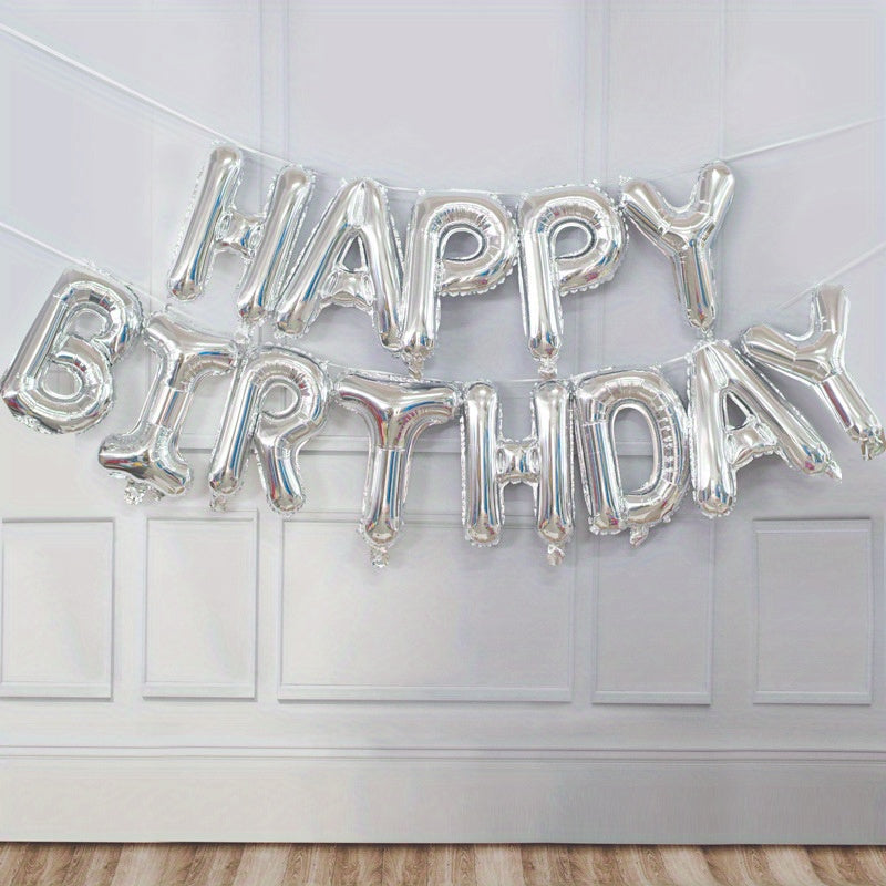 13pcs Golden Foil Letter Balloons Set - Luxurious Happy Birthday Decoration, Photo-Ready Party Supplies, Aesthetic Room Decor, and Festive Party Decorations - Perfect for Celebrations and Special Occasions