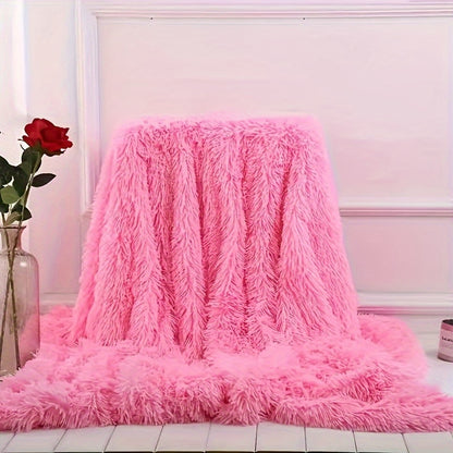 Luxurious Pink Faux Fur Throw Blanket - Nordic Style Plush Coral Velvet, Cozy Winter Warmth For Single Sofa Cover & Office Naps