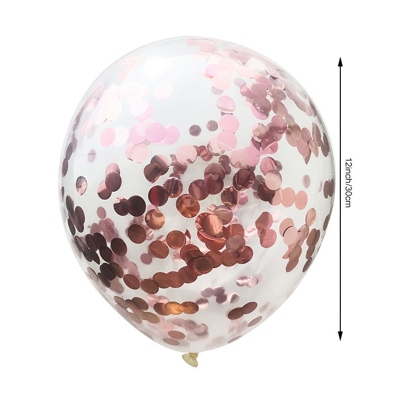 14pcs/set Happy Birthday Balloon Bundle - Stars, Hearts, and Confetti - Rose Golden Helium Balloons for a Festive Party