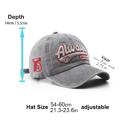 Men's Retro Baseball Hat Pattern Charms Embroidery Baseball Cap Sunshade Hat Spring And Autumn Male Character Street Baseball Cap