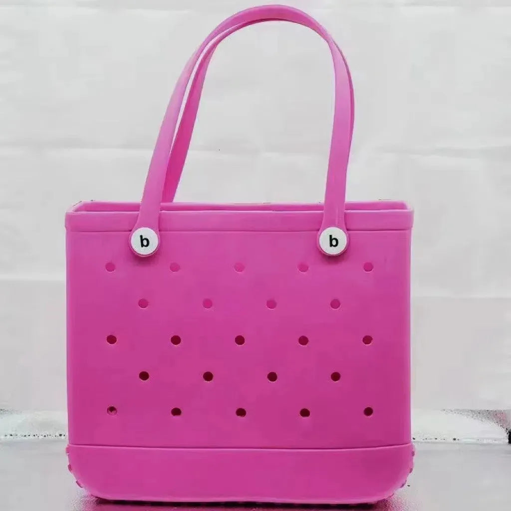 Large Boggs Beach Bag Baseball Summer Rugby EVA Beach Basket Womens Picnic Handbag Hole Waterproof Handbag Shoulder Bag 240529