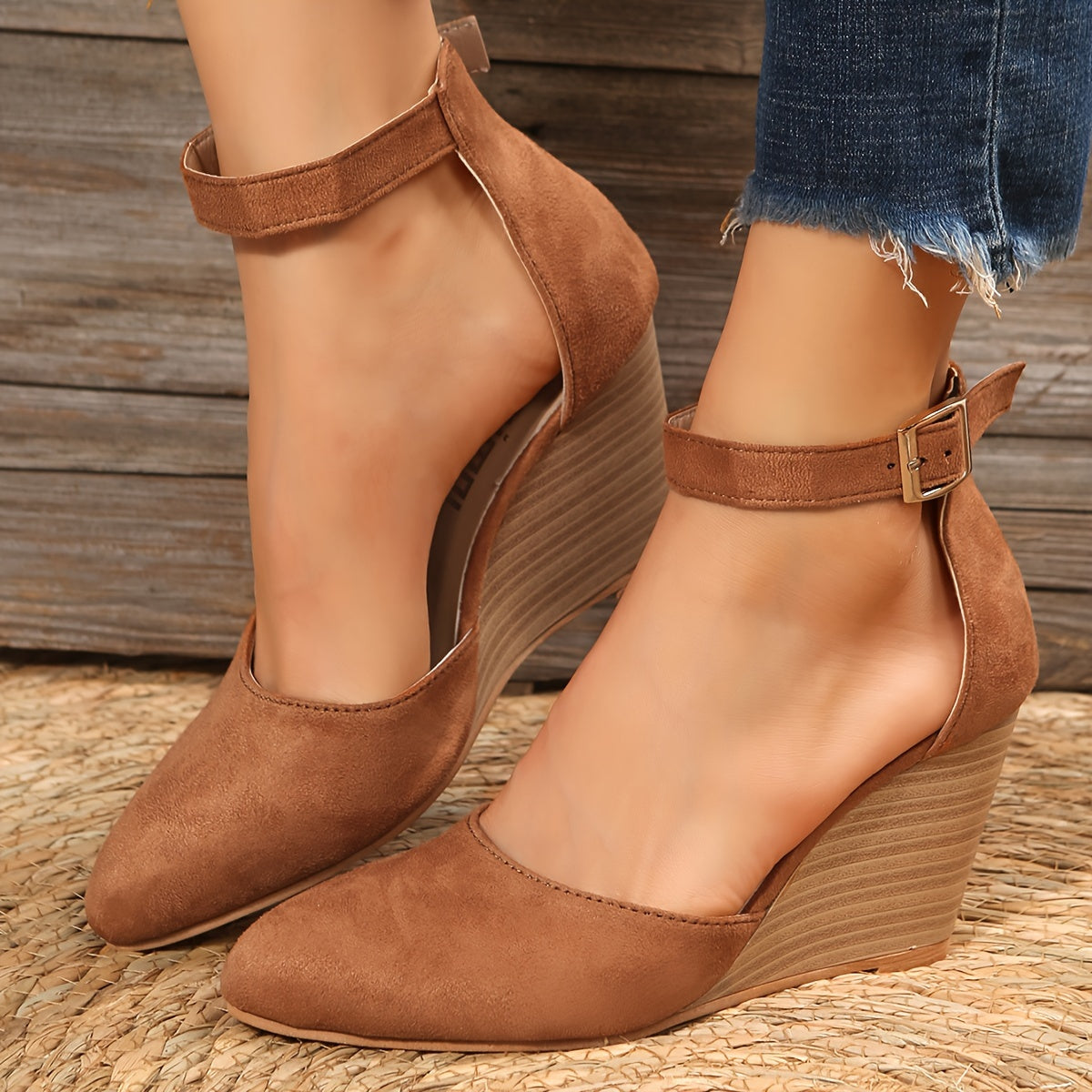 Chic Womens DOrsay Wedge Sandals - Stylish Pointed Toe, Adjustable Ankle Strap, Fashion Platform, Sky-High Heels - Perfect All-Match Going Out Shoes for Any Occasion