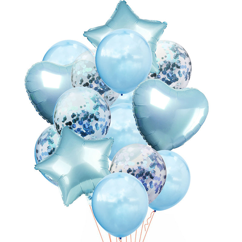 14pcs/set Happy Birthday Balloon Bundle - Stars, Hearts, and Confetti - Rose Golden Helium Balloons for a Festive Party