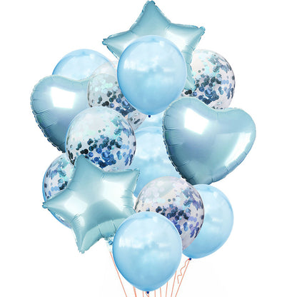 14pcs/set Happy Birthday Balloon Bundle - Stars, Hearts, and Confetti - Rose Golden Helium Balloons for a Festive Party