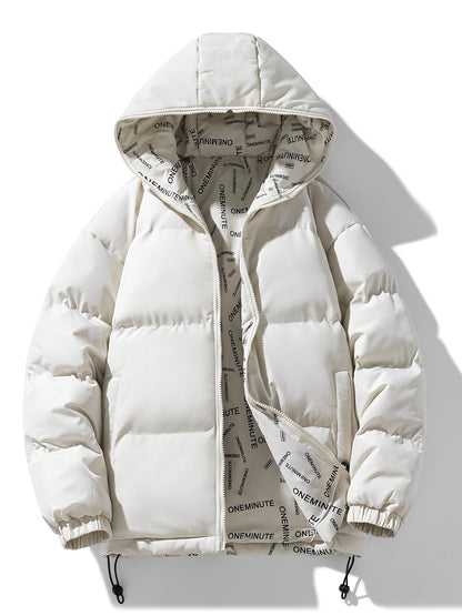 Men's Casual Reversible Padded Jacket, Warm Thick Coat For Fall Winter
