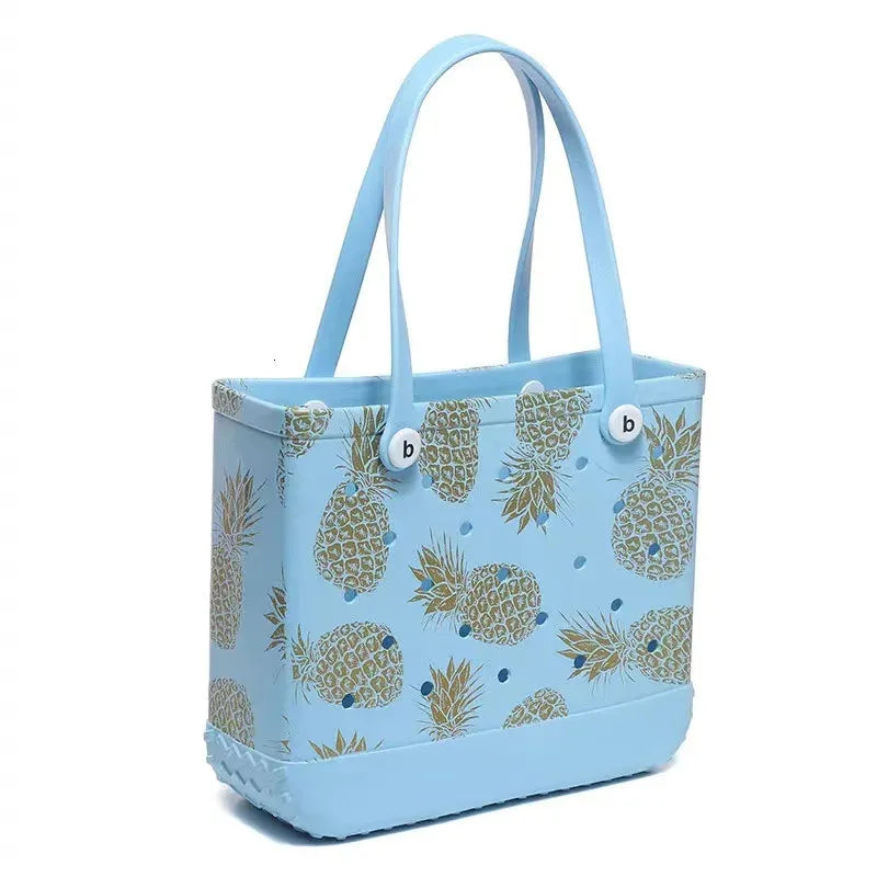 Large Boggs Beach Bag Baseball Summer Rugby EVA Beach Basket Womens Picnic Handbag Hole Waterproof Handbag Shoulder Bag 240529