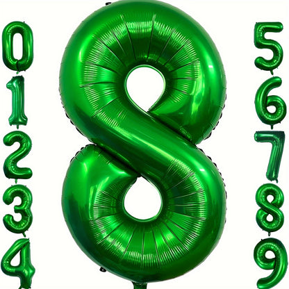 1pc, 32-inch Foil Green Number 0-9 Balloon for Birthday, Anniversary, Graduation, Home Room Decor, Atmosphere Background Layout, Party Decor Supplies