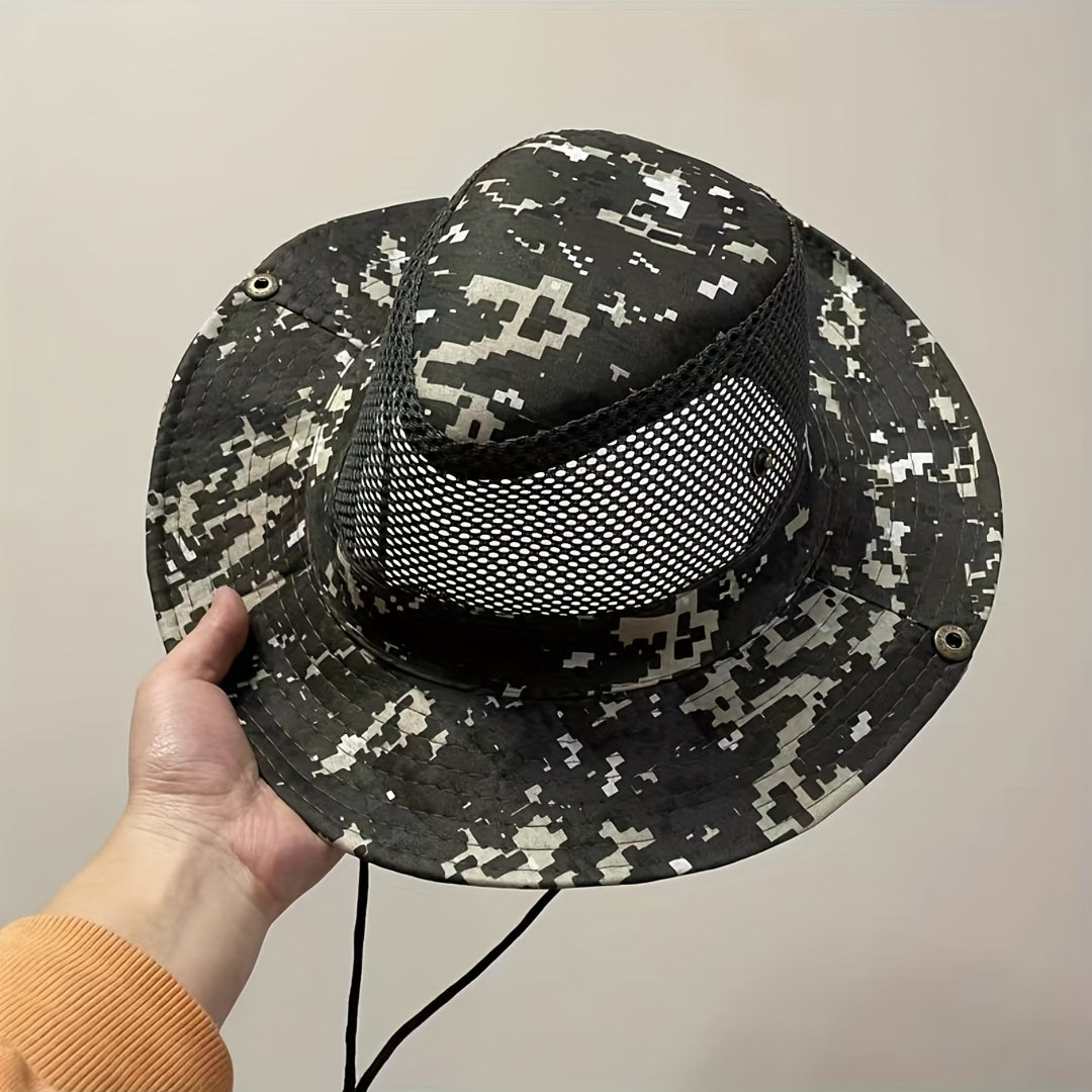 Large Brim Camouflage Sun Hat for Men - Ultimate Outdoor Protection with Cool and Handsome Style - Woven, Hand Washable, Ideal for Fishing, Work, Dry Farming, and Fisherman Activities