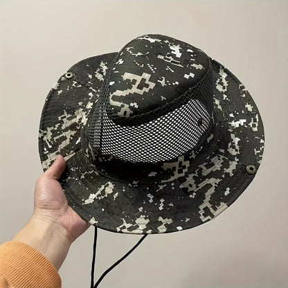 Large Brim Camouflage Sun Hat for Men - Ultimate Outdoor Protection with Cool and Handsome Style - Woven, Hand Washable, Ideal for Fishing, Work, Dry Farming, and Fisherman Activities