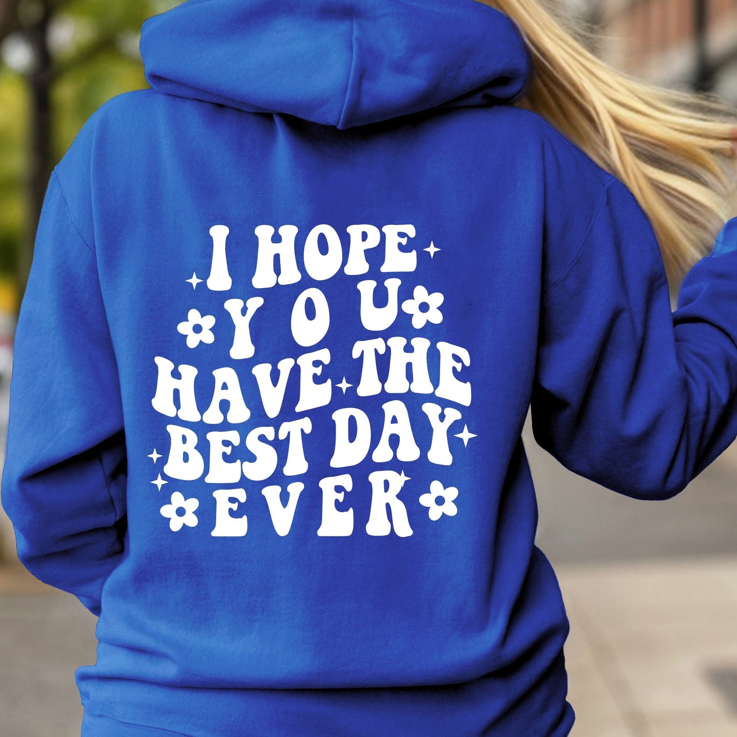 Letter Print Back Hoodies, Casual Kangaroo Pocket Long Sleeve Sweatshirt, Women's Clothing