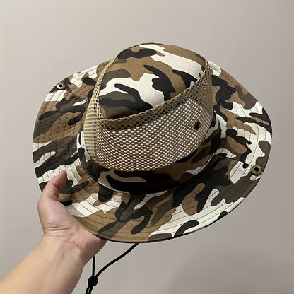 Large Brim Camouflage Sun Hat for Men - Ultimate Outdoor Protection with Cool and Handsome Style - Woven, Hand Washable, Ideal for Fishing, Work, Dry Farming, and Fisherman Activities