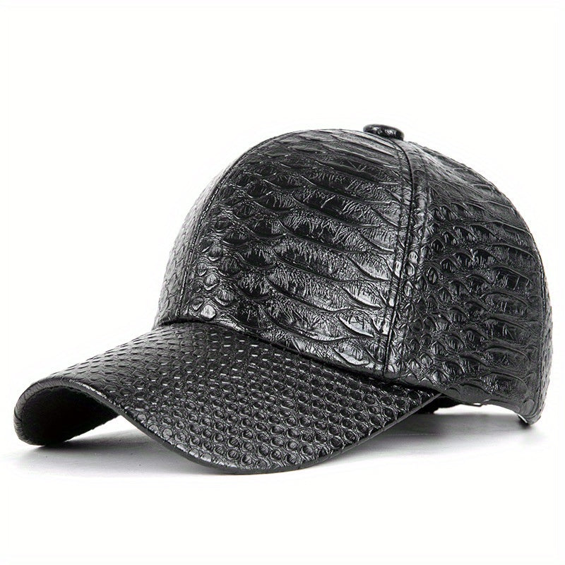 Stylish Crocodile Pattern PU Leather Baseball Cap - Lightweight, Non-Stretch, Hand Washable Street Hip Hop Sun Hat for Everyday Wear