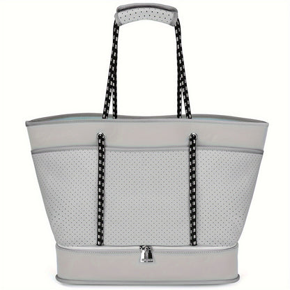[Fast Arrival] 40L Large Waterproof Sandproof Beach Tote Bag - NUBILY Neoprene Beach Bags For Women With Shoe Compartment and Zipper