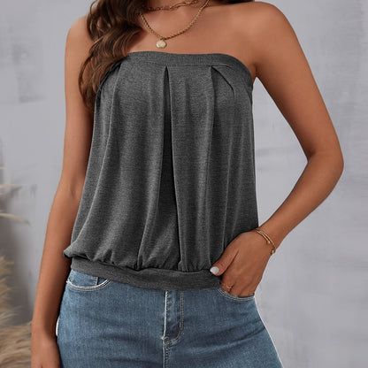 Vibrant Ruched Tube Top - Flattering Strapless Design, Loose Fit, Versatile Style for Multiple Occasions - Perfect for Hot Summer Days, Womens Clothing