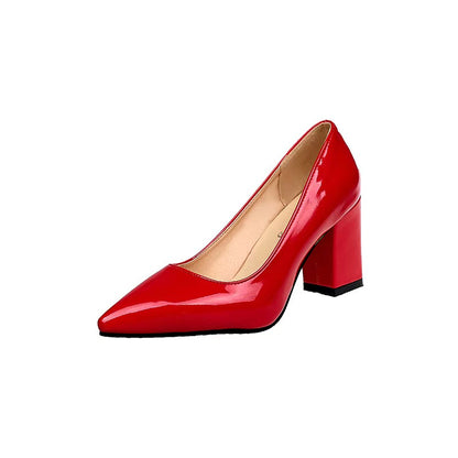Women's Chunky Low Heels, Solid Color Square Toe Slip On Shoes, All-Match Court Pumps