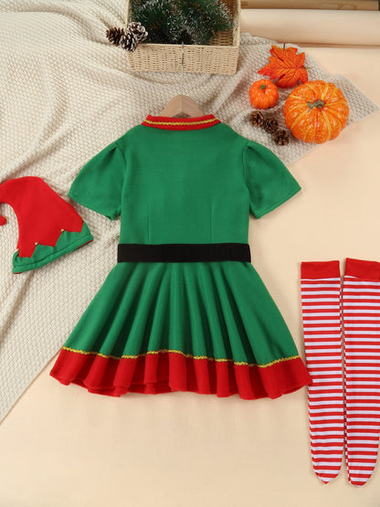 Sweet Girls Lovely Elf Outfit For Christmas As Gifts For Birthday Party