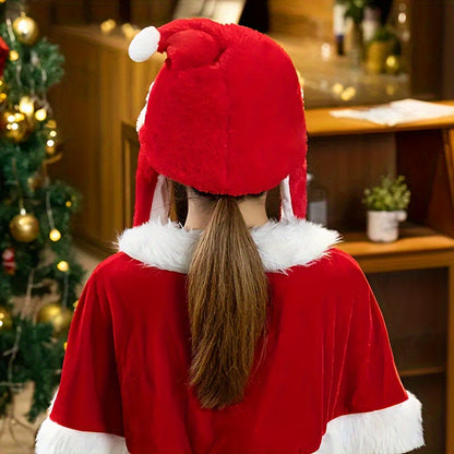 Cheerful Interaction, Interactive Squeeze-and-Wiggle Christmas Hat with Moving Ears - Plush Santa Cap for Men & Women, Perfect for Holiday Parties & Gifts, Best for Christmas