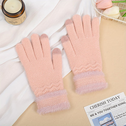 CozyTouch Gloves - Soft, Warm, and Water-Resistant Full Finger Knitted Gloves with Touch Screen Compatibility, Elastic Fitting, and Fleece Lining for Cold Weather Outdoor Activities - One Size Fits Most, Solid Colors