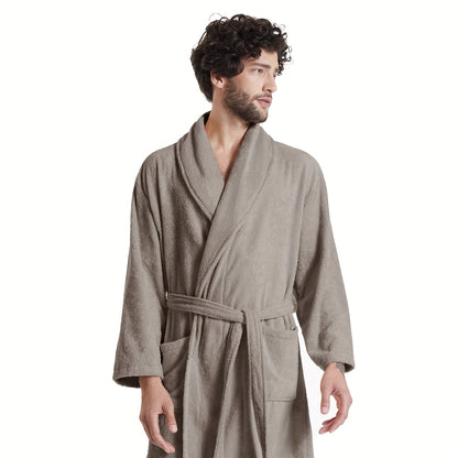 SIORO Mens Terry Cloth Bathrobe Shawl Collar Hotel Spa Cotton Robe Soft Warm Sleepwear Absorbent Calf Length Gown