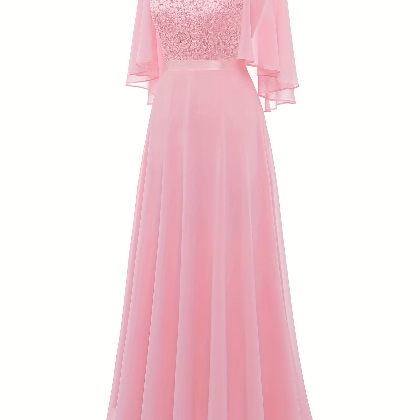 VAKKV Timeless Solid Lace Aline Bridesmaid Dress - Chic Crew Neckline, Flattering Wedding Party Gown - Premium Womens Fashion