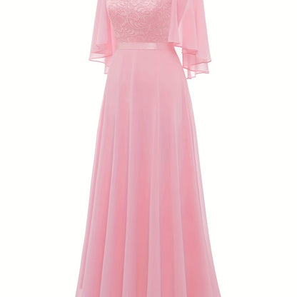VAKKV Timeless Solid Lace Aline Bridesmaid Dress - Chic Crew Neckline, Flattering Wedding Party Gown - Premium Womens Fashion