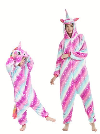 Sweet Girls Unicorn Style Zip Jumpsuit Cute Romper For Fall Party Halloween Gift Mardi Gras