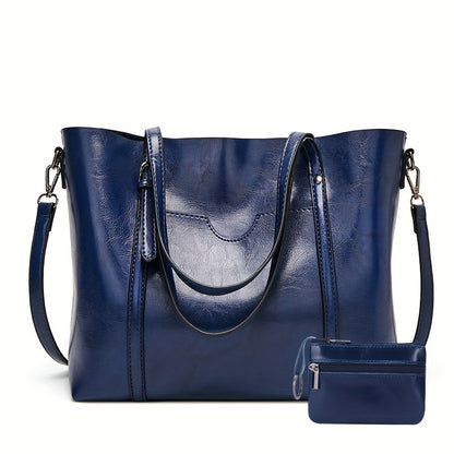 Luxurious Large Capacity Vintage Tote Bag - Women's Fashion Handbag with Soft PU Leather, Removable Strap, Multiple Pockets, and Stylish Design - Perfect for Daily Use and Travel