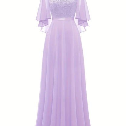 VAKKV Timeless Solid Lace Aline Bridesmaid Dress - Chic Crew Neckline, Flattering Wedding Party Gown - Premium Womens Fashion