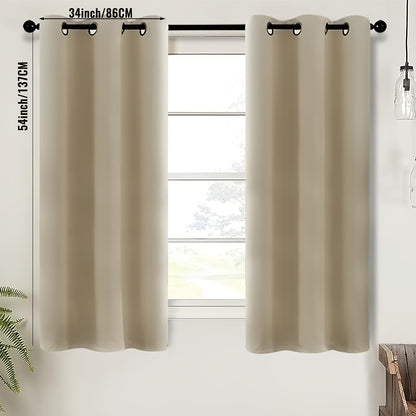2-Piece Blackout Valance Panels - Room Darkening, Grommet Top, Half Window Treatment for Kitchen, Bathroom, Basement, Living Room, Office - Easy Home Decor Solution