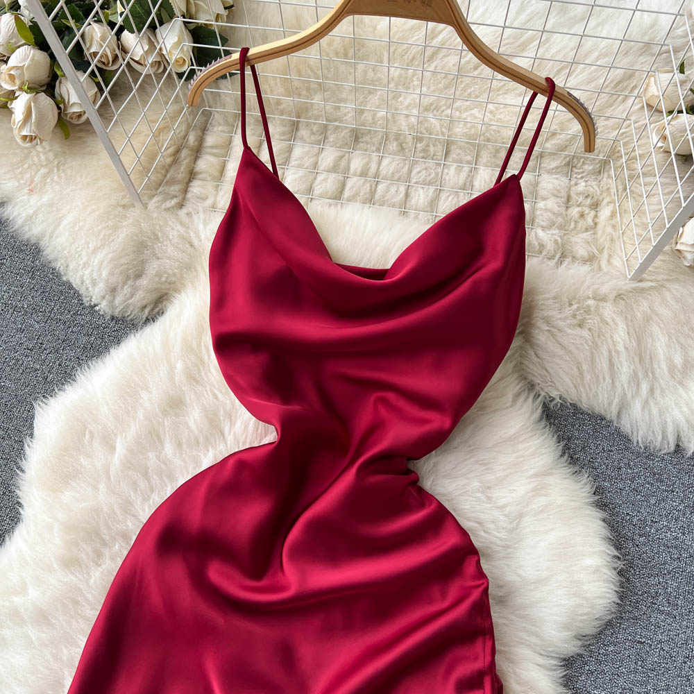 VAKKV Simple Satin Dresses, Fashion Dresses P269