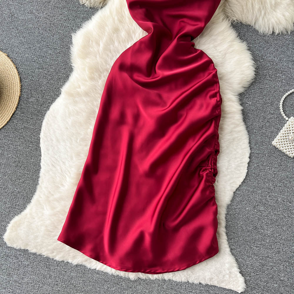 VAKKV Simple Satin Dresses, Fashion Dresses P269