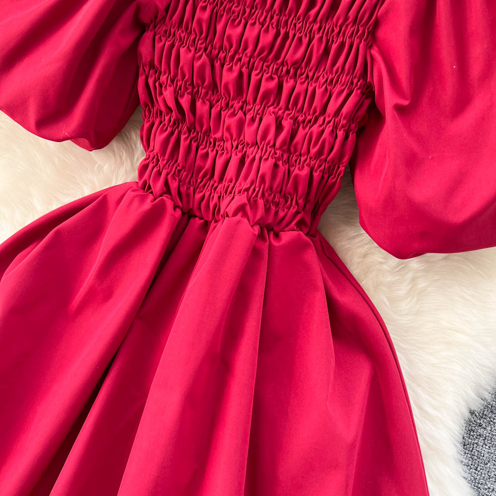 VAKKV Cute Puff Sleeve Dress, A-line Fashion Girl Dress P273