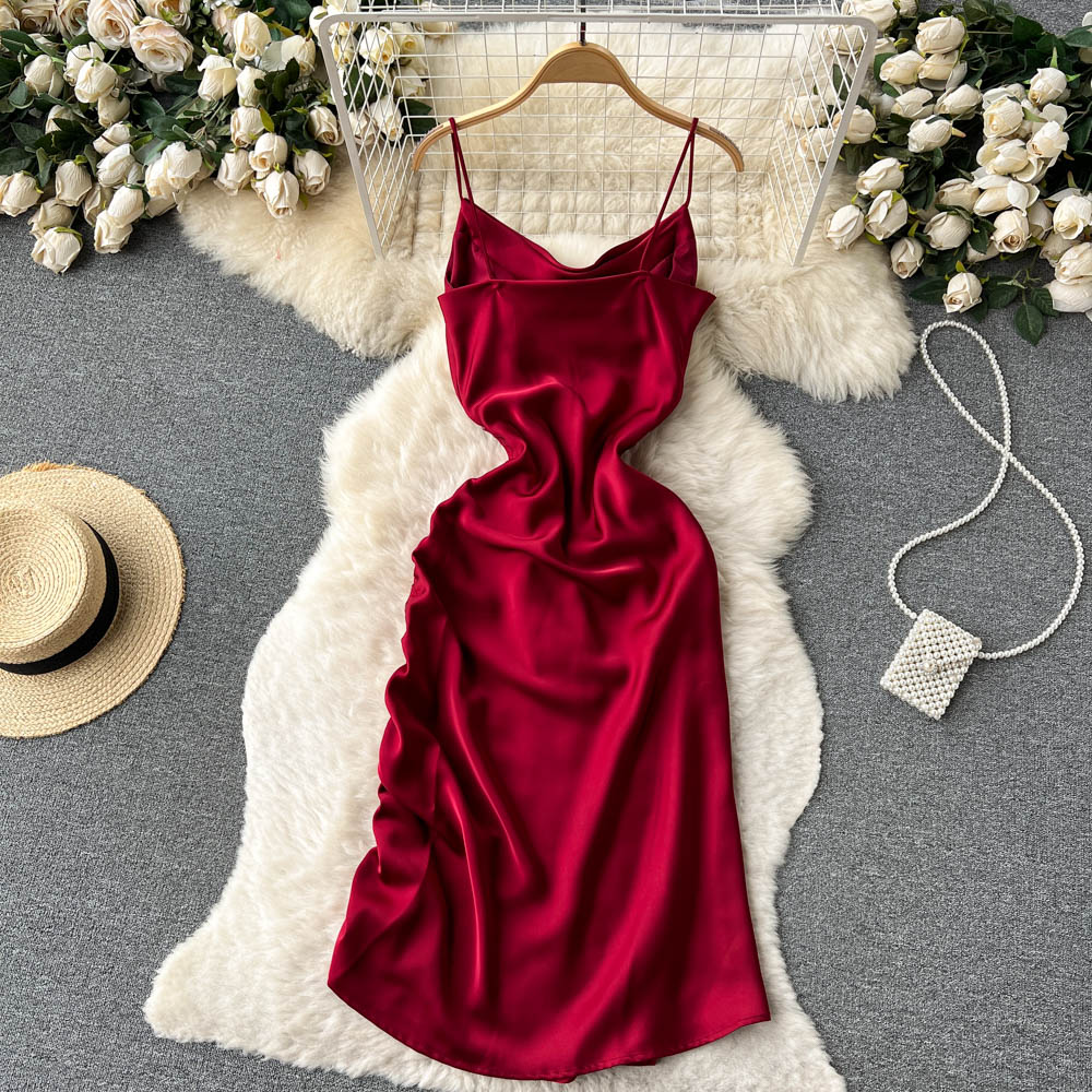 VAKKV Simple Satin Dresses, Fashion Dresses P269
