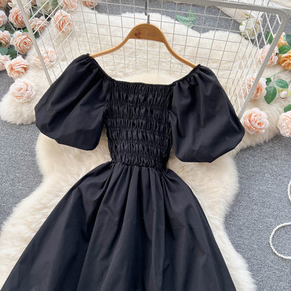 VAKKV Cute Puff Sleeve Dress, A-line Fashion Girl Dress P273
