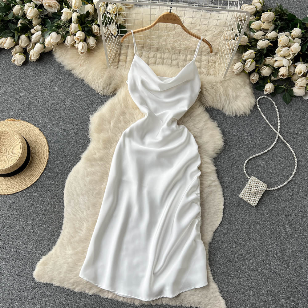 VAKKV Simple Satin Dresses, Fashion Dresses P269