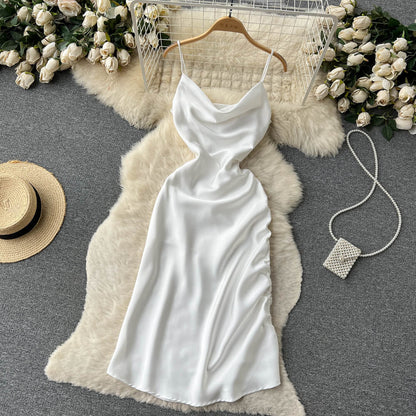 VAKKV Simple Satin Dresses, Fashion Dresses P269