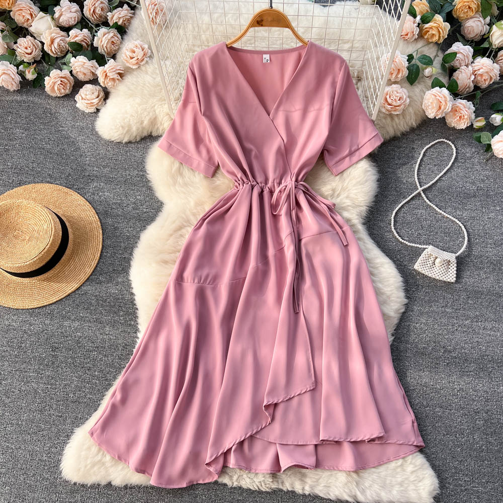 VAKKV Lovely V-neck Short Dress, A-line Girl Fashion Dress P276