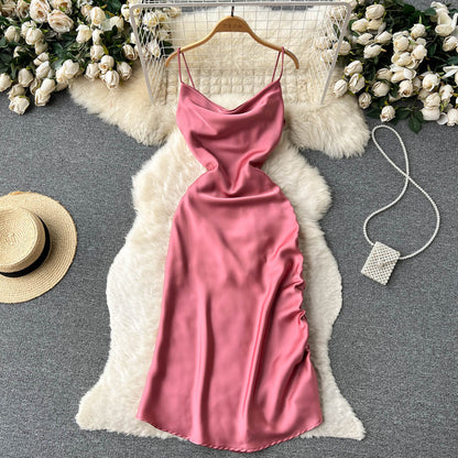 VAKKV Simple Satin Dresses, Fashion Dresses P269